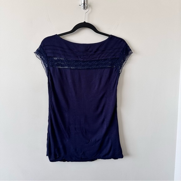 ANTHROPOLOGIE-DELETTA Lace Embroidered Inlay Detail Cap Sleeve Top (Size:XS) - Picture 2 of 10